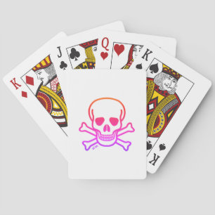 Neon Skull White Poker Spielkarten
