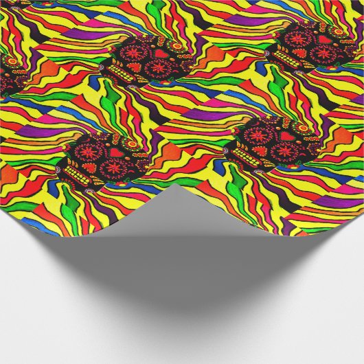 Neon Skull Wrapping Paper Geschenkpapier (Ecke)