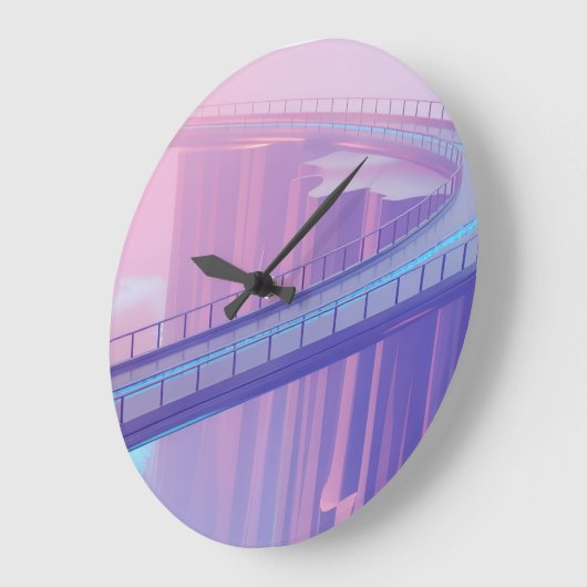 Neon Skybridge Dreamscape Große Wanduhr (Winkel)