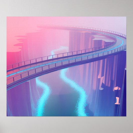 Neon Skybridge Dreamscape Poster (Vorne)