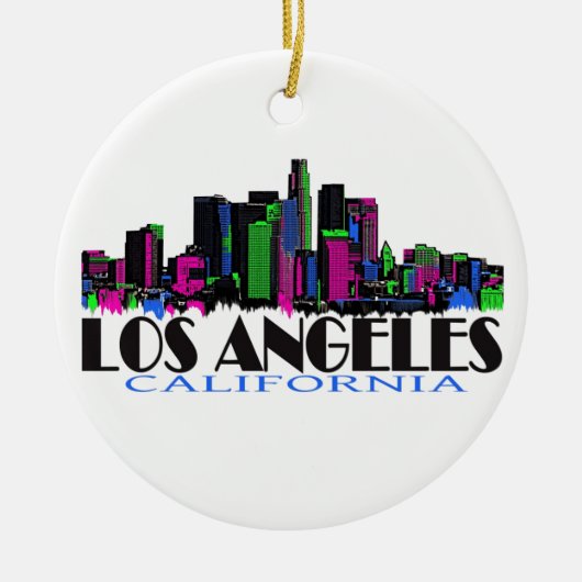 Neon-Skyline Los Angeless Kalifornien Keramik Ornament (Vorne)