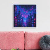 Neon Skyline Mirage Futuristische City Leinwand Ku (Insitu (Wohnzimmer))