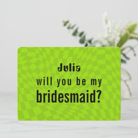 Neon Slime Green Summer y2k Bridesmaid Vorschlag Karte (Stehend Vorderseite)