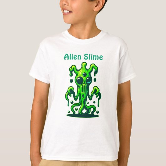 Neon Slime Monster - Coole, graue Alien Design T-Shirt (Vorderseite)