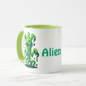 Neon Slime Monster - Coole, graue Alien Design Tasse (Vorderseite Links)