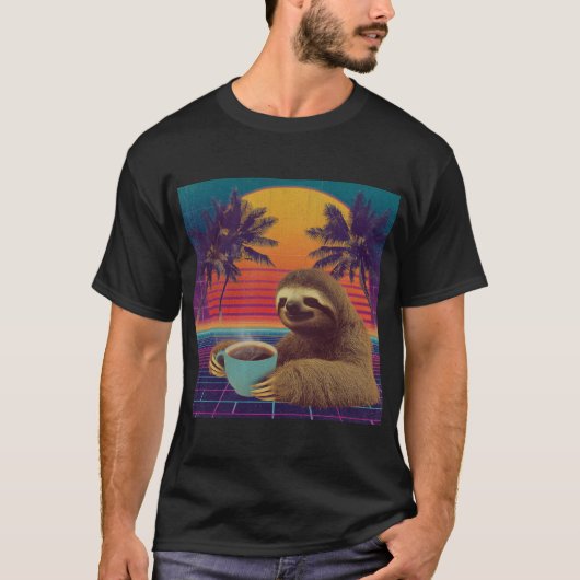 Neon Sloth Coffee Break T-Shirt (Vorderseite)