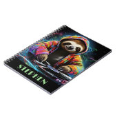 Neon Sloth DJ Retro Cool Notizblock (Linke Seite)