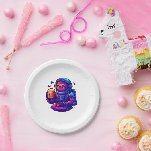 Neon Sloth � Don � nicht beeilen Essential T - Shi Pappteller (Party)