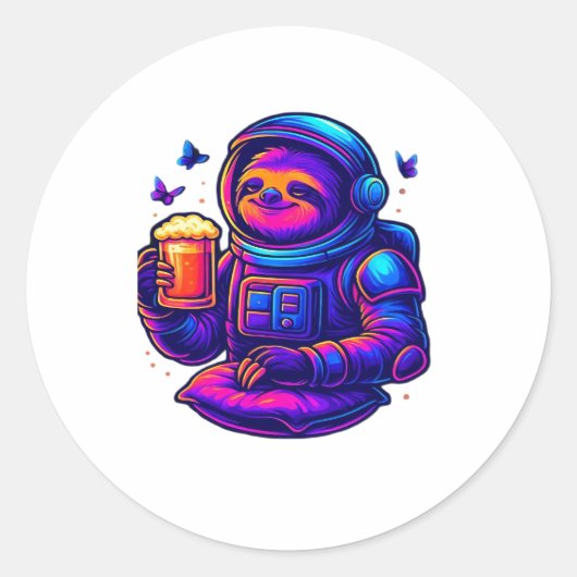 Neon Sloth � Don � nicht beeilen Essential T - Shi Runder Aufkleber (Vorderseite)