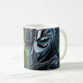 Neon-Smaragd-Gesicht Kaffeetasse (VorderseiteRechts)
