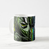 Neon-Smaragd-Gesicht Kaffeetasse (Vorderseite Links)