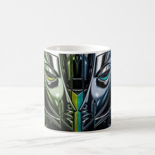 Neon-Smaragd-Gesicht Kaffeetasse (Mittel)