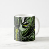 Neon-Smaragd-Metall-Gesicht Kaffeetasse (VorderseiteRechts)