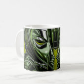 Neon-Smaragd-Metall-Gesicht Kaffeetasse (Vorderseite Links)