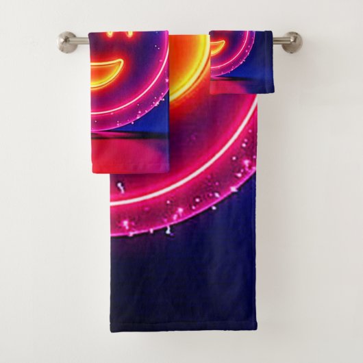 Neon Smile: Bright Happy Glow Design Badhandtuch Set (Insitu)