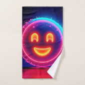 Neon Smile: Bright Happy Glow Design Badhandtuch Set (Handtuch)