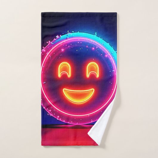 Neon Smile: Bright Happy Glow Design Badhandtuch Set (Handtuch)