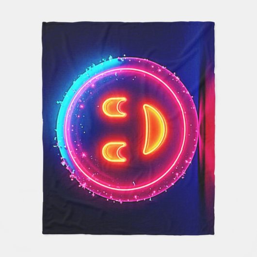 Neon Smile: Bright Happy Glow Design Fleecedecke (Vorderseite)