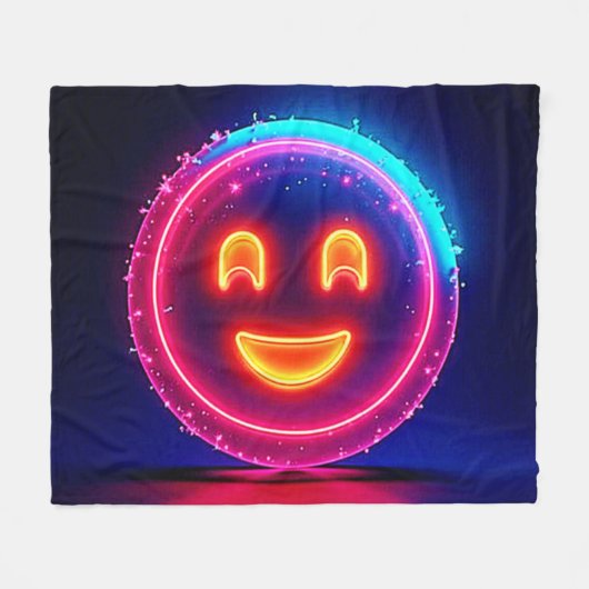 Neon Smile: Bright Happy Glow Design Fleecedecke (Vorderseite (Horizontal))