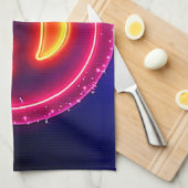 Neon Smile: Bright Happy Glow Design Geschirrtuch (Viertel Falte)