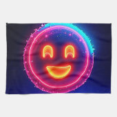 Neon Smile: Bright Happy Glow Design Geschirrtuch (Horizontal)