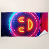 Neon Smile: Bright Happy Glow Design Strandtuch (Vorderseite)