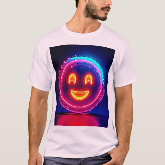 Neon Smile: Bright Happy Glow Design T-Shirt (Vorderseite)