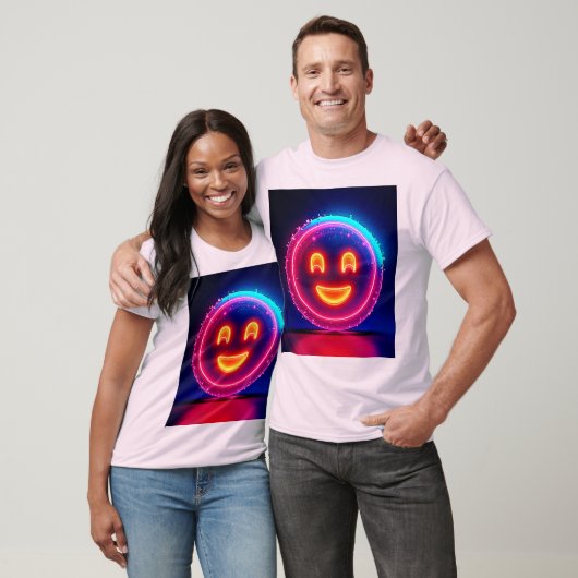 Neon Smile: Bright Happy Glow Design T-Shirt (Unisex)