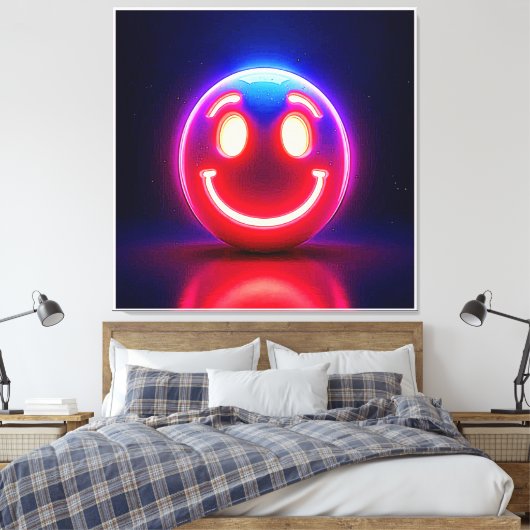 Neon Smile: Happy Glow Leinwanddruck (Insitu (Schlafzimmer))