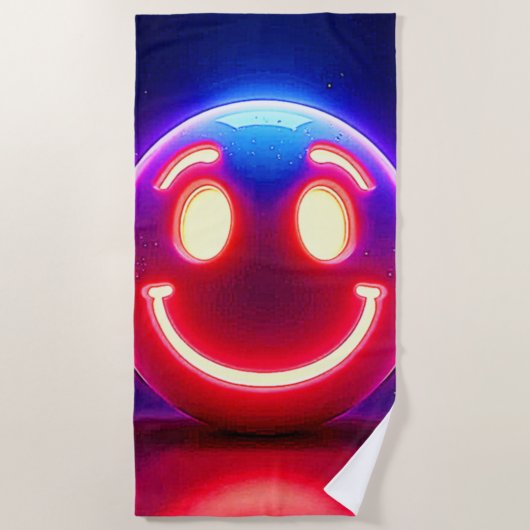 Neon Smile: Happy Glow Strandtuch (Vorderseite)