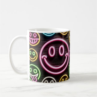 Neon Smile & Sips Trendy Design Coffee Tasse