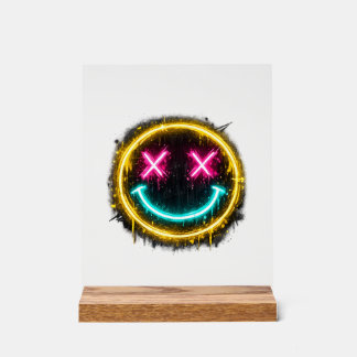 Neon Smiley Acrylschild