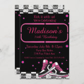 Neon Sneaker Birthday, Glitzer Einladung (Vorne/Hinten)