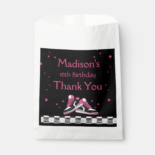 Neon Sneaker Birthday, Glitzer Geschenktütchen (Vorderseite)