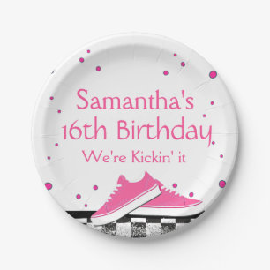 Neon Sneaker Birthday, Glitzer Pappteller