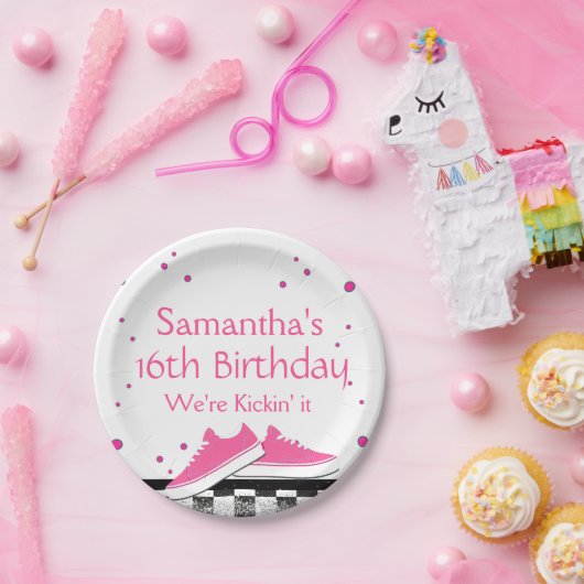 Neon Sneaker Birthday, Glitzer Pappteller (Party)
