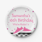 Neon Sneaker Birthday, Glitzer Pappteller (Vorderseite)