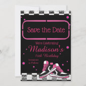 Neon Sneaker Birthday, Glitzer Save The Date (Vorderseite)