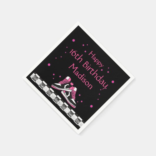 Neon Sneaker Birthday, Glitzer Serviette (Ecke)