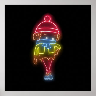 Neon Sneaky Sasquatch Poster