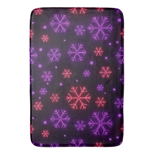 Neon Snowflakes Badematte (Vorderseite Vertikal)
