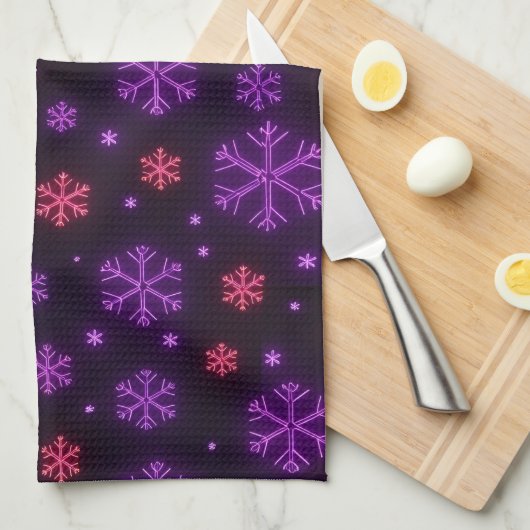Neon Snowflakes Geschirrtuch (Viertel Falte)