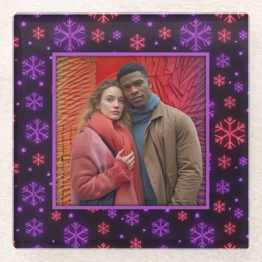 Neon Snowflakes Glasuntersetzer (Vorderseite)