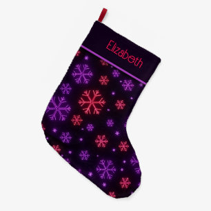 Neon Snowflakes Großer Weihnachtsstrumpf
