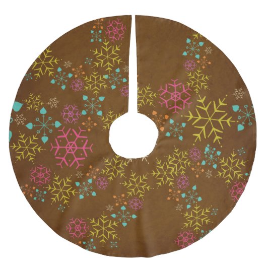 Neon Snowflakes Holiday Tree Skirt Polyester Weihnachtsbaumdecke (Vorderseite)
