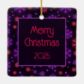 Neon Snowflakes Keramikornament (Rückseite)