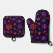 Neon Snowflakes Ofenhandschuh & Topflappen-Set (Vorderseite)