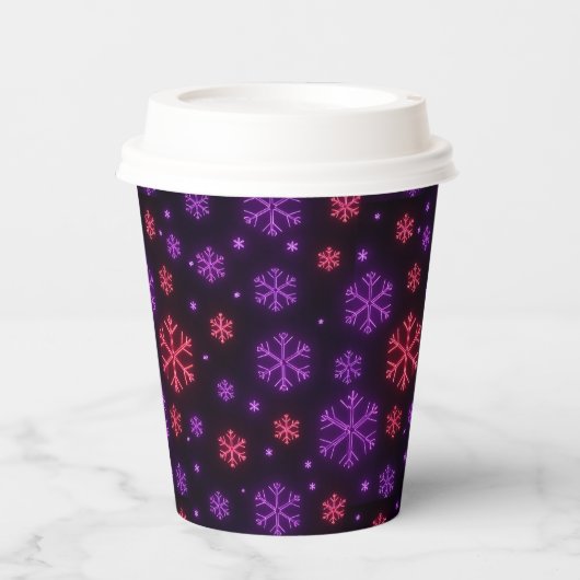 Neon Snowflakes Pappbecher (Vorderseite)