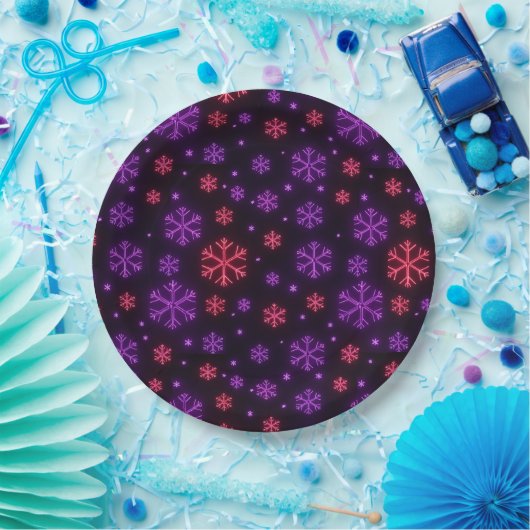 Neon Snowflakes Pappteller (Party)