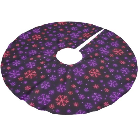 Neon Snowflakes Polyester Weihnachtsbaumdecke (Schrägansicht)